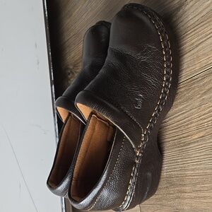 Born Brown Pebbled Leather Comfort Clogs
